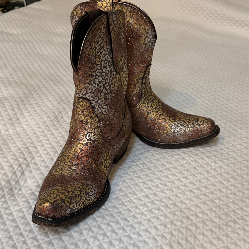 Roper Metallic Leopard Print Boots - Picture 2 of 7